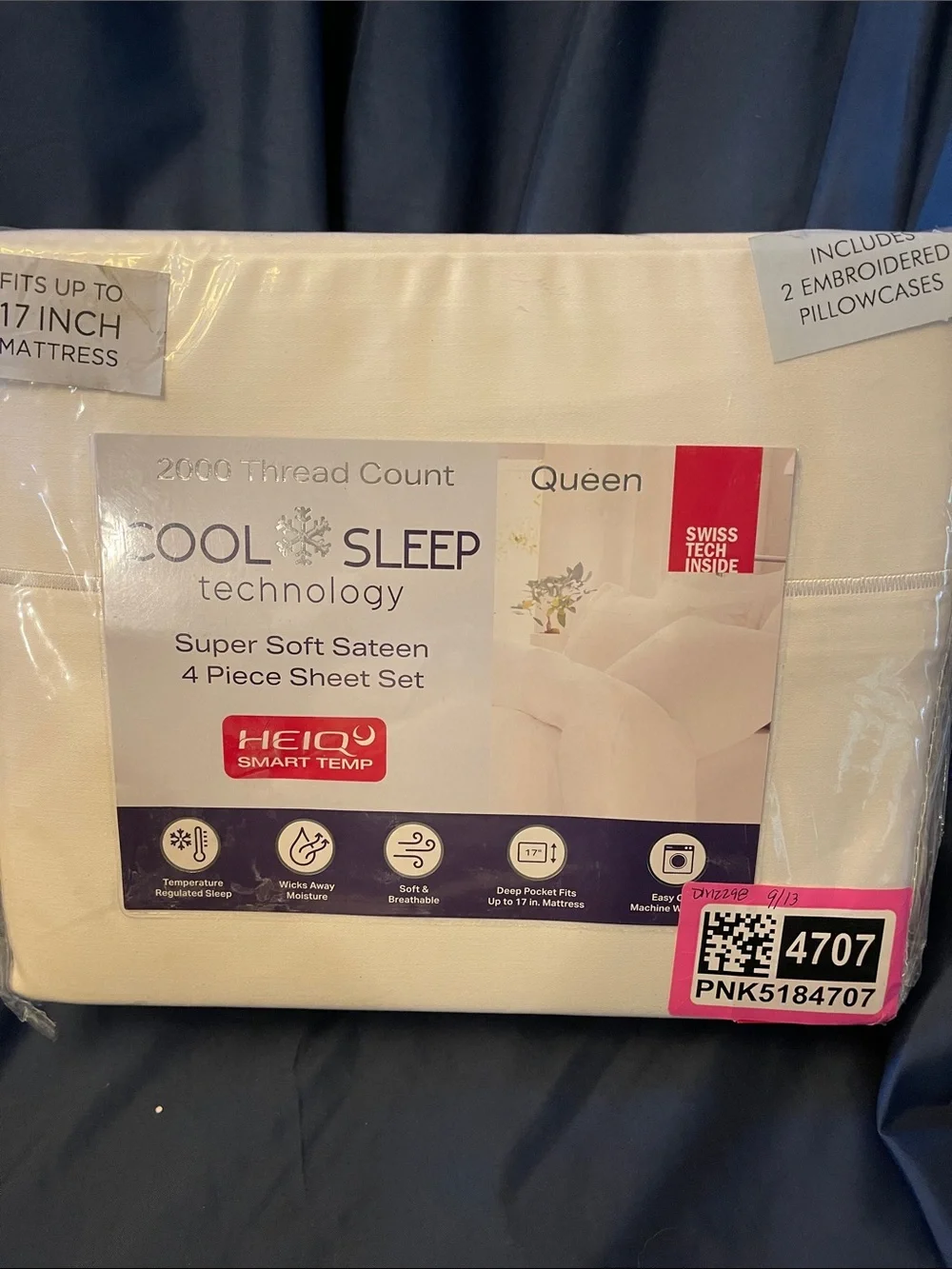 Cool Sleep 2000 Thread Count Super Soft Sateen 4-Piece Sheet Set - White (Queen)